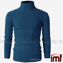 Mens Casual Turtleneck Slim Fit Pullover Sweaters with Twist Patterned